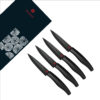 Kikusumi Black Ceramic Collection 4 Piece Steak Knife Set + 4 Sheaths