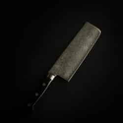 STRATUS Nakiri Knife -Damascus V10 Mirror Polished Japanese Stainless Steel + Black Riveted Handle  [ 6.5” / 16.5 cm ]