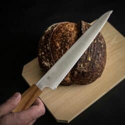 Artisan serrated bread knife handle ergonomic