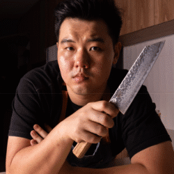 Pantry Boy x KIKUSUMI Bunka Knife for Chef Daren Teo - Damascus Tsuchime Kashi Oak Handle